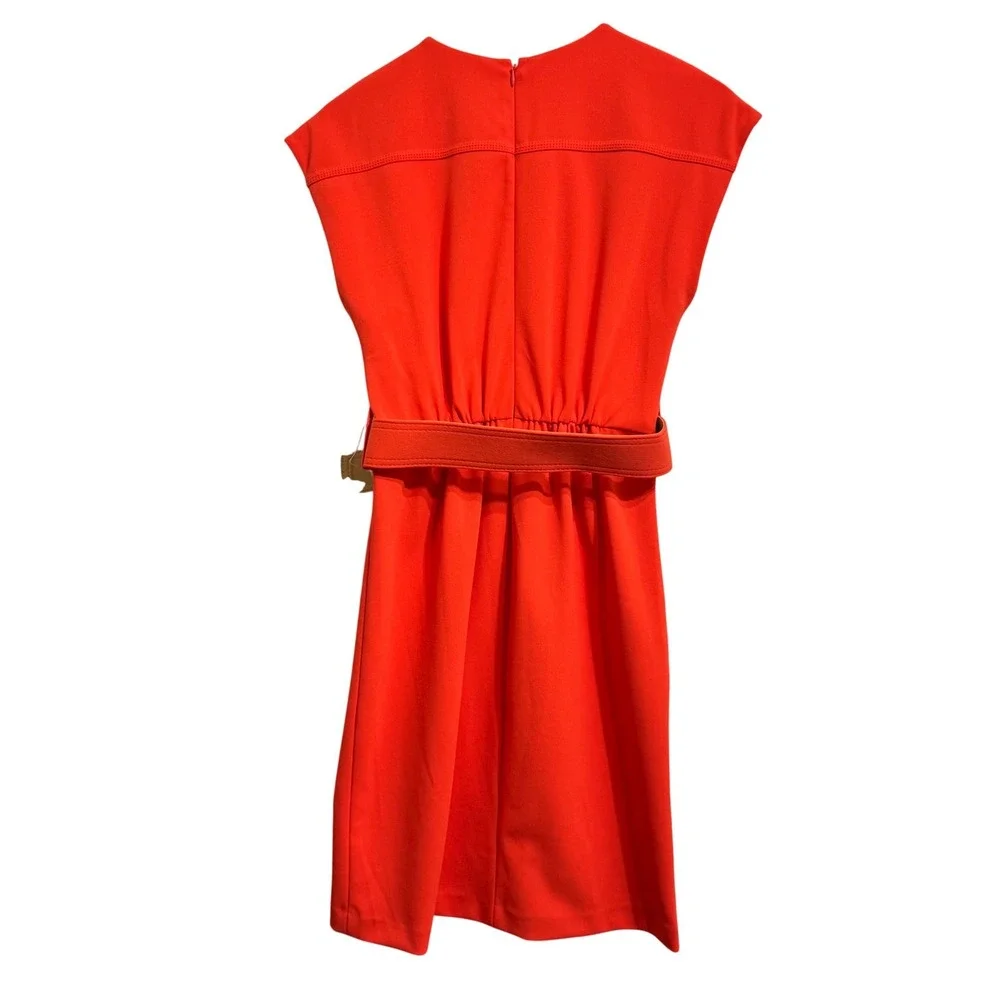 Calvin Klein‎ Belted Sheath Dress Women 2 Orange NEW CD2C1F2W Short Sleeve